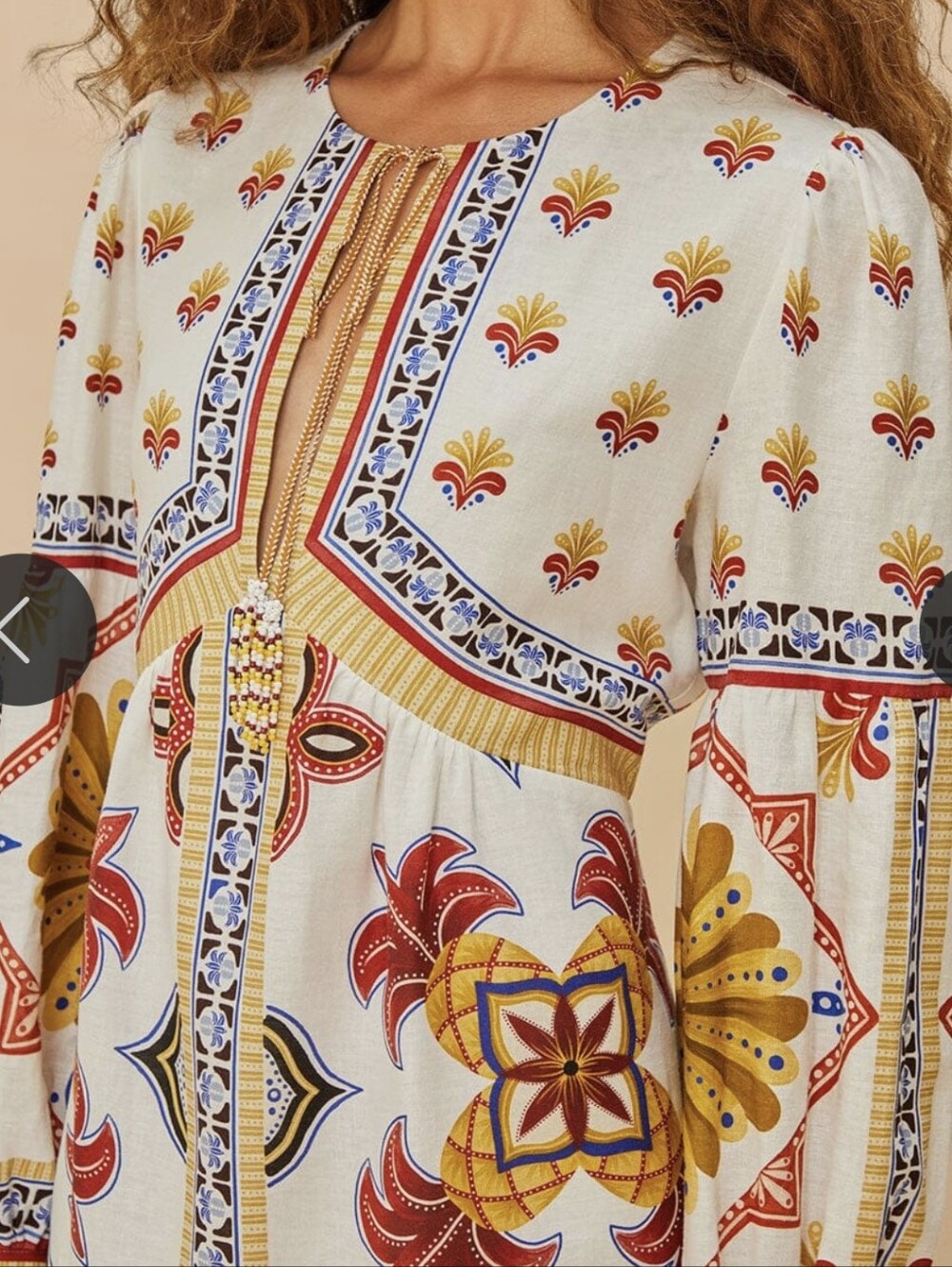 Farm Rio Marys Tiles mini dress features a vibrant tile pattern .  MED, NWT - Picture 2 of 6